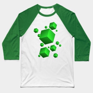 Floating Cubes Green Baseball T-Shirt